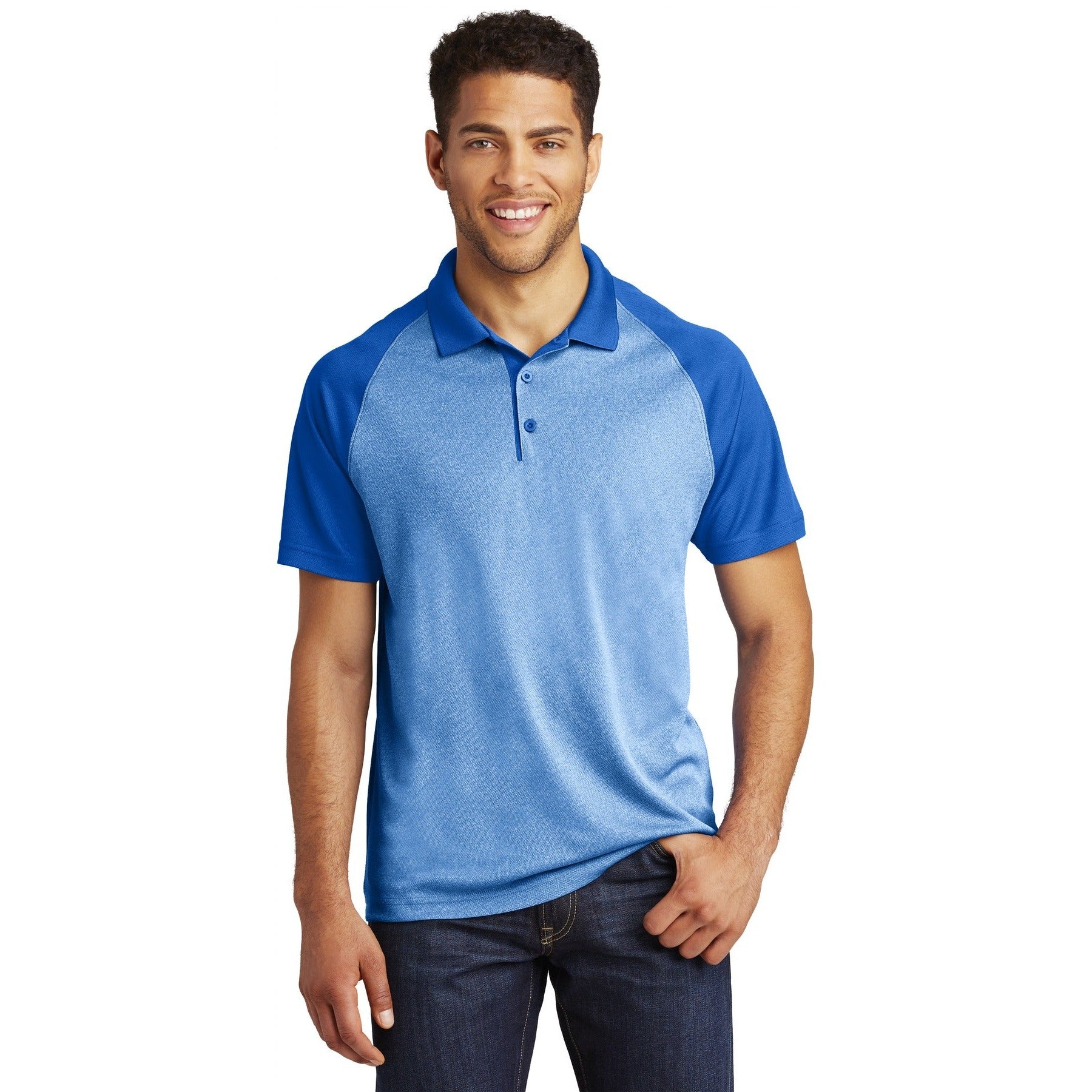 Sport-Tek-Sport-Tek ® PosiCharge ® RacerMesh ® Raglan Heather Block Polo. ST641-MedTech-4